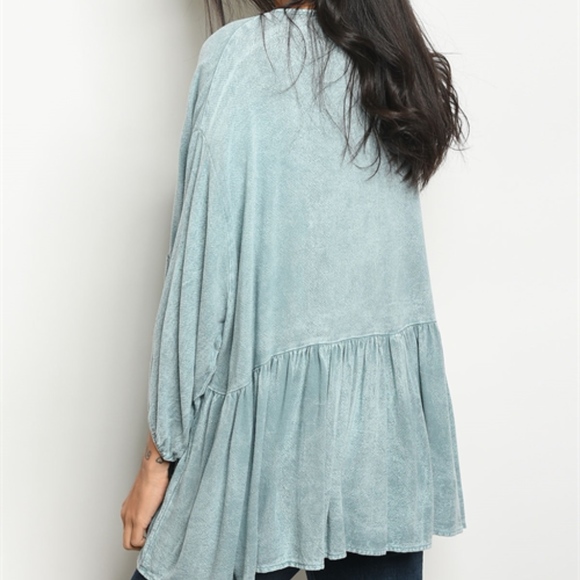 LAST 1! BOHO STYLE scoop neck babydoll tunic top. - Picture 3 of 4